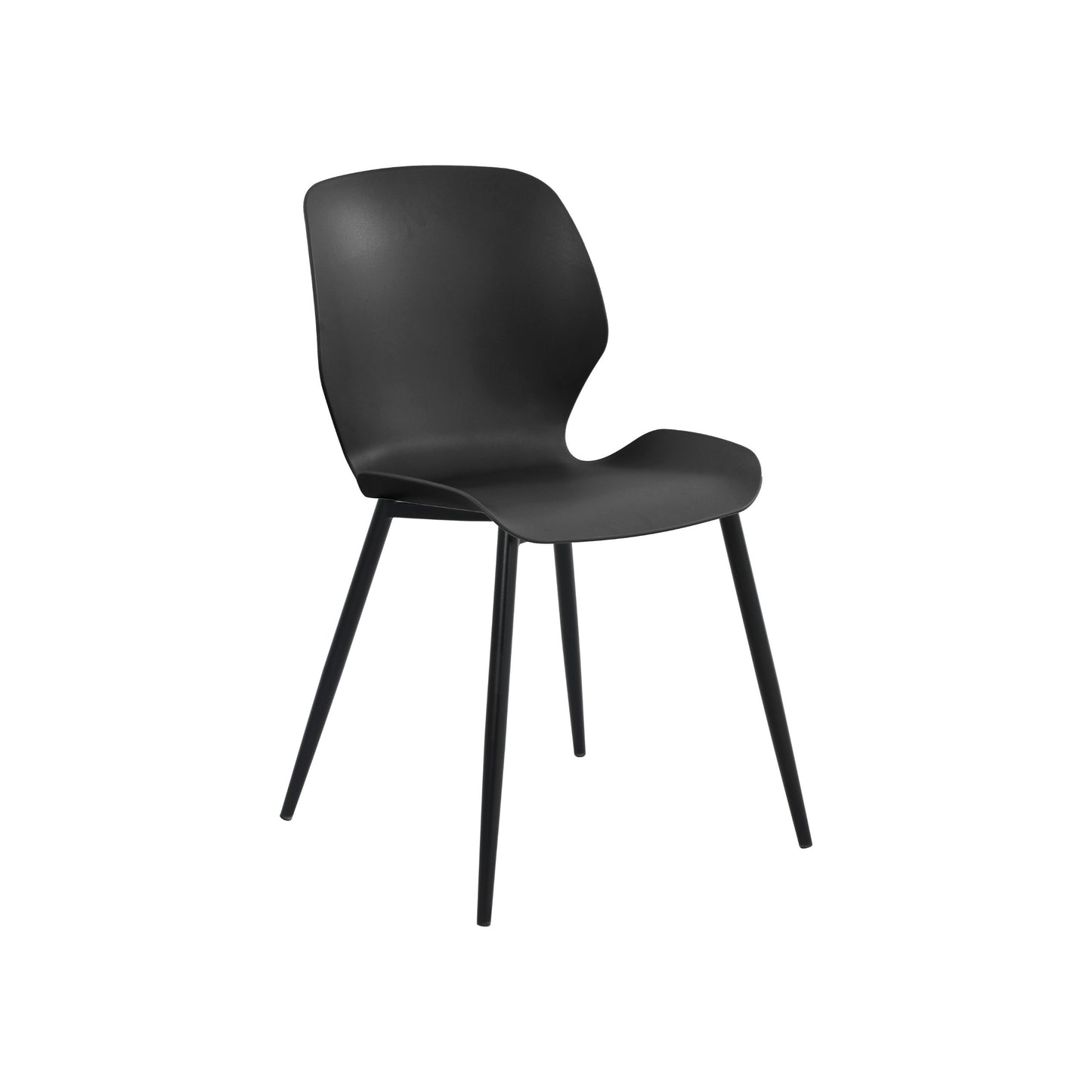 Aspen Pair of Mid-Century Black Kitchen Chairs Plastic Dining Chairs Black Legs