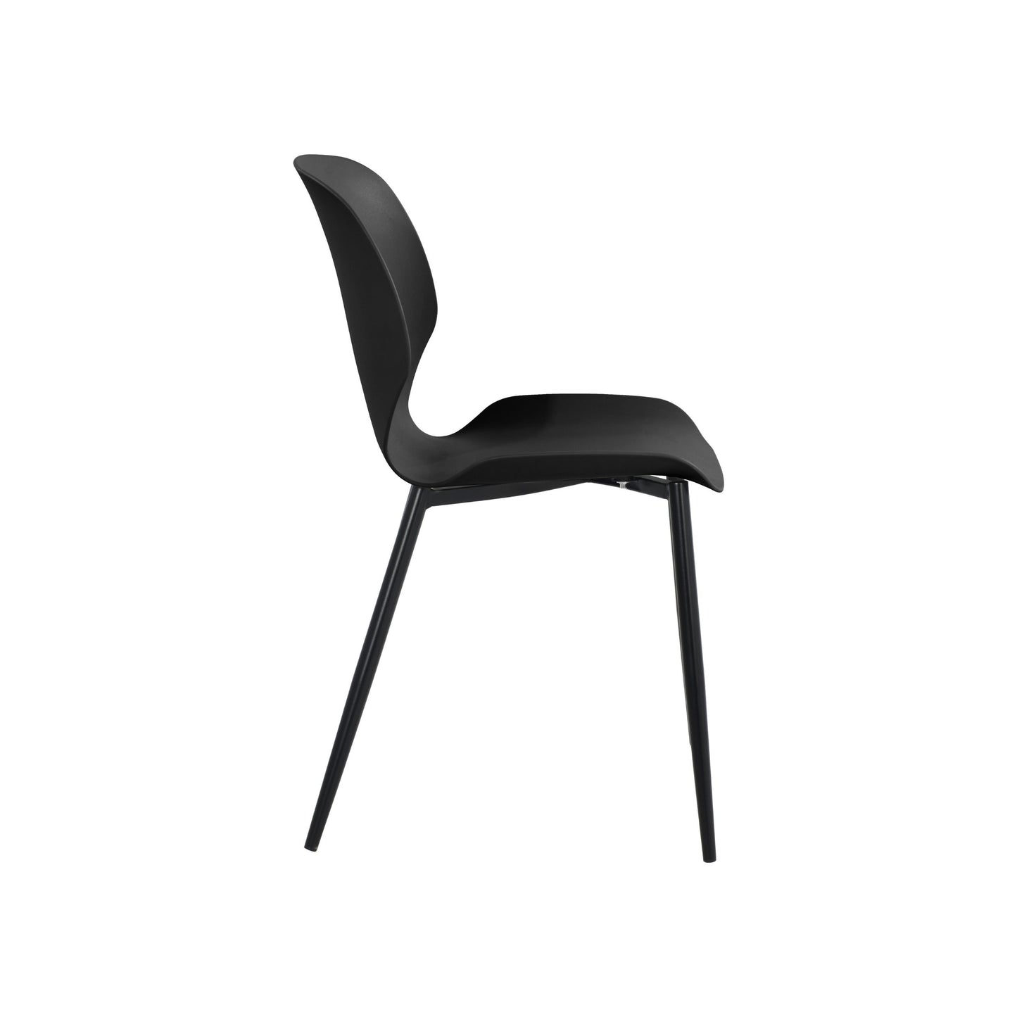 Aspen Pair of Mid-Century Black Kitchen Chairs Plastic Dining Chairs Black Legs
