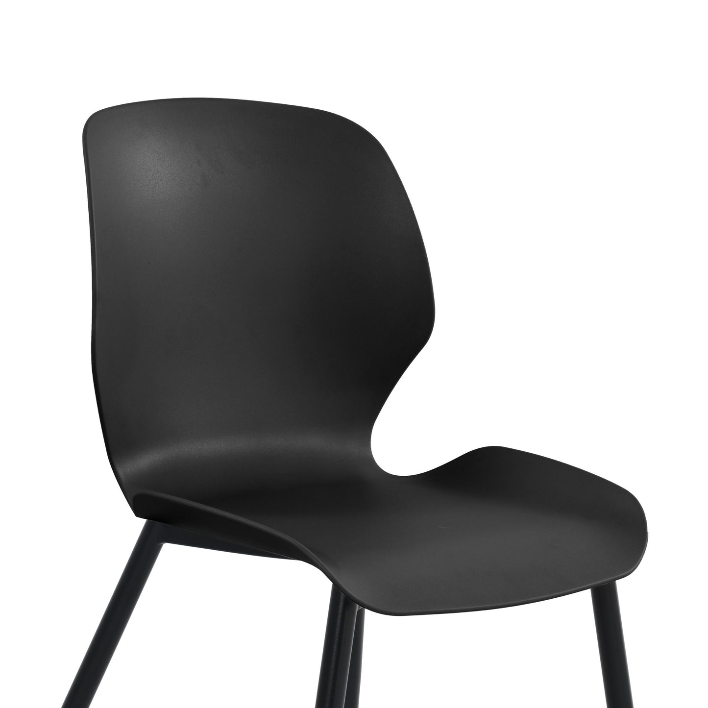 Aspen Pair of Mid-Century Black Kitchen Chairs Plastic Dining Chairs Black Legs