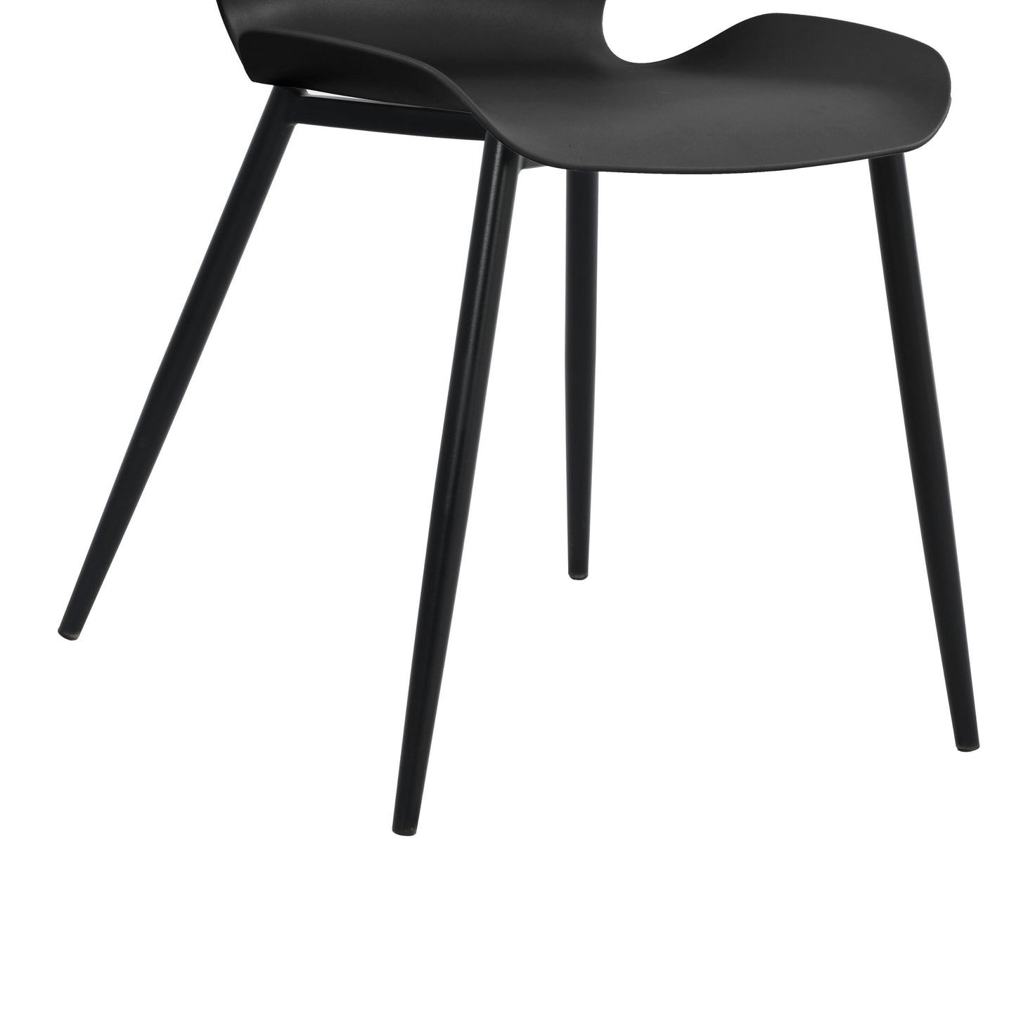 Aspen Pair of Mid-Century Black Kitchen Chairs Plastic Dining Chairs Black Legs