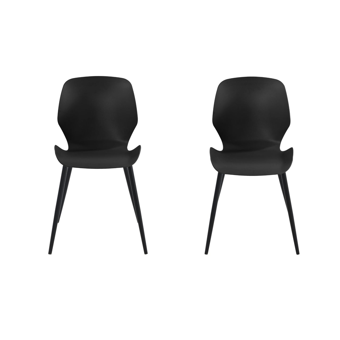 Aspen Pair of Mid-Century Black Kitchen Chairs Plastic Dining Chairs Black Legs