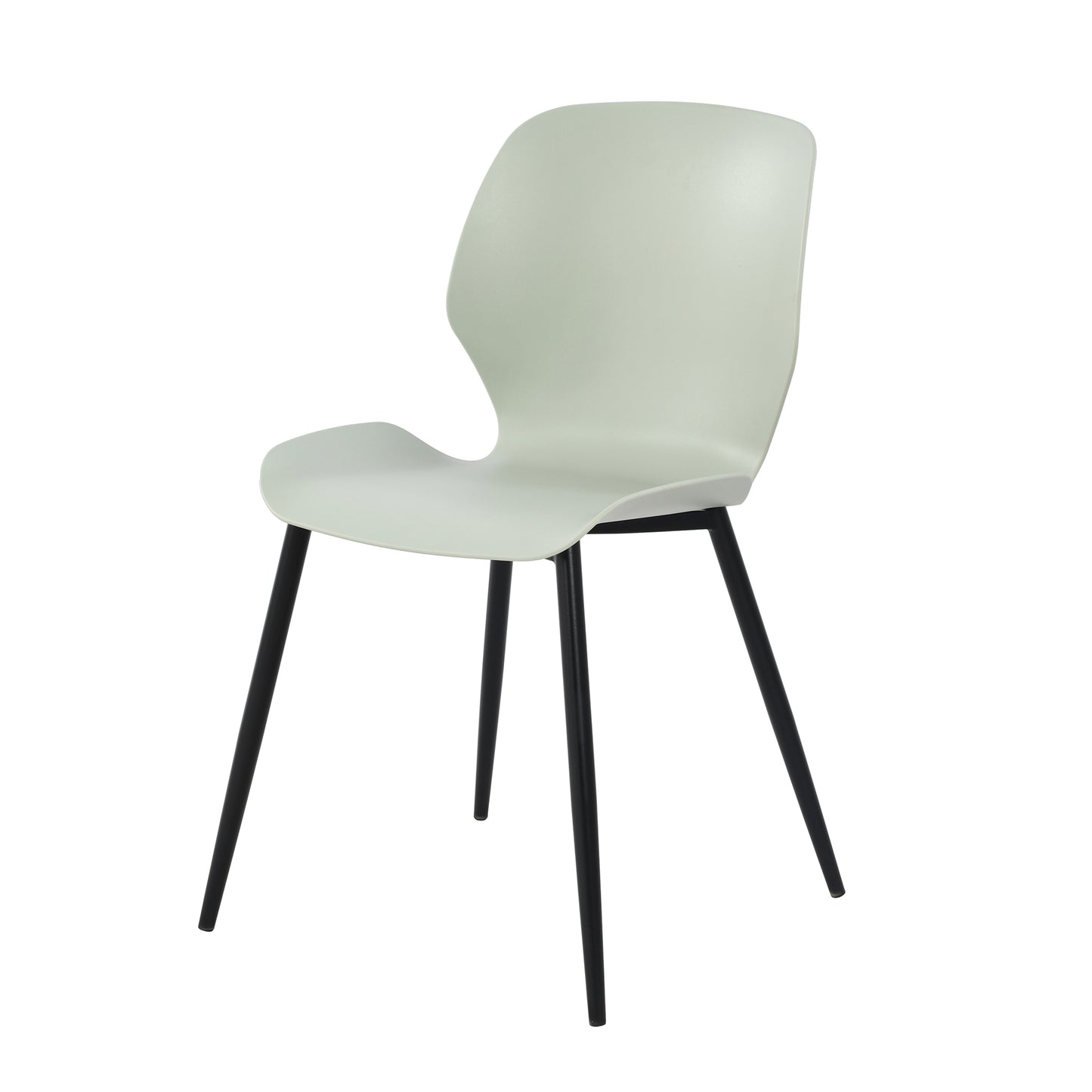 Aspen Pair of Mid-Century Light Green Kitchen Chairs Plastic Dining Chairs Black Legs
