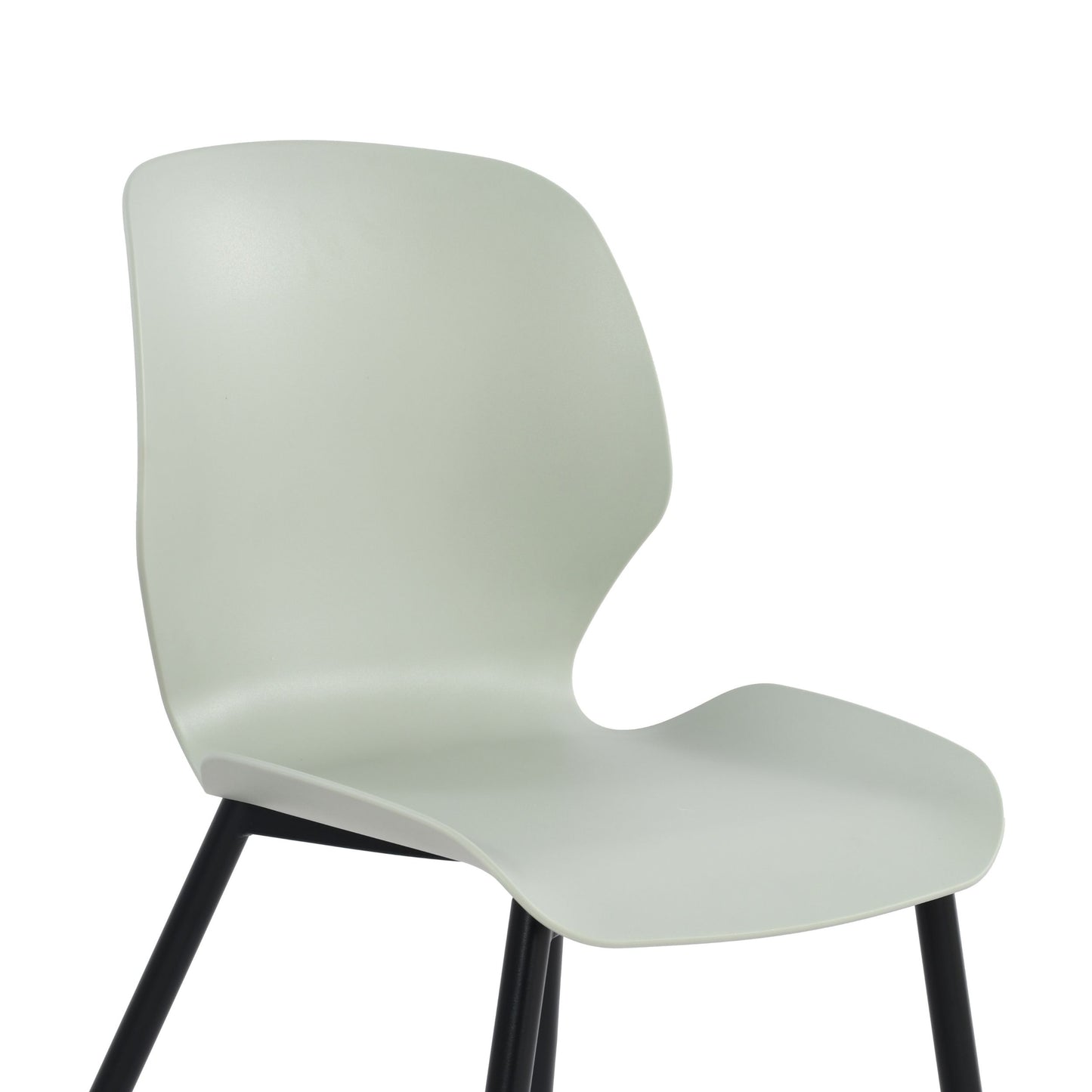 Aspen Pair of Mid-Century Light Green Kitchen Chairs Plastic Dining Chairs Black Legs