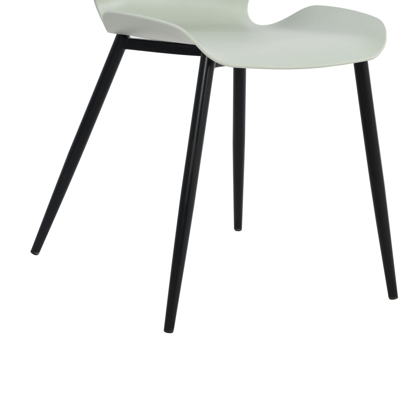 Aspen Pair of Mid-Century Light Green Kitchen Chairs Plastic Dining Chairs Black Legs