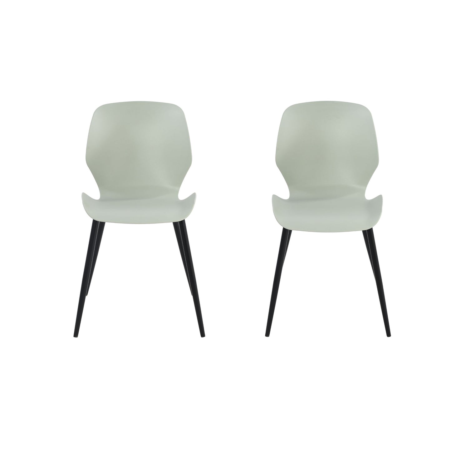 Aspen Pair of Mid-Century Light Green Kitchen Chairs Plastic Dining Chairs Black Legs