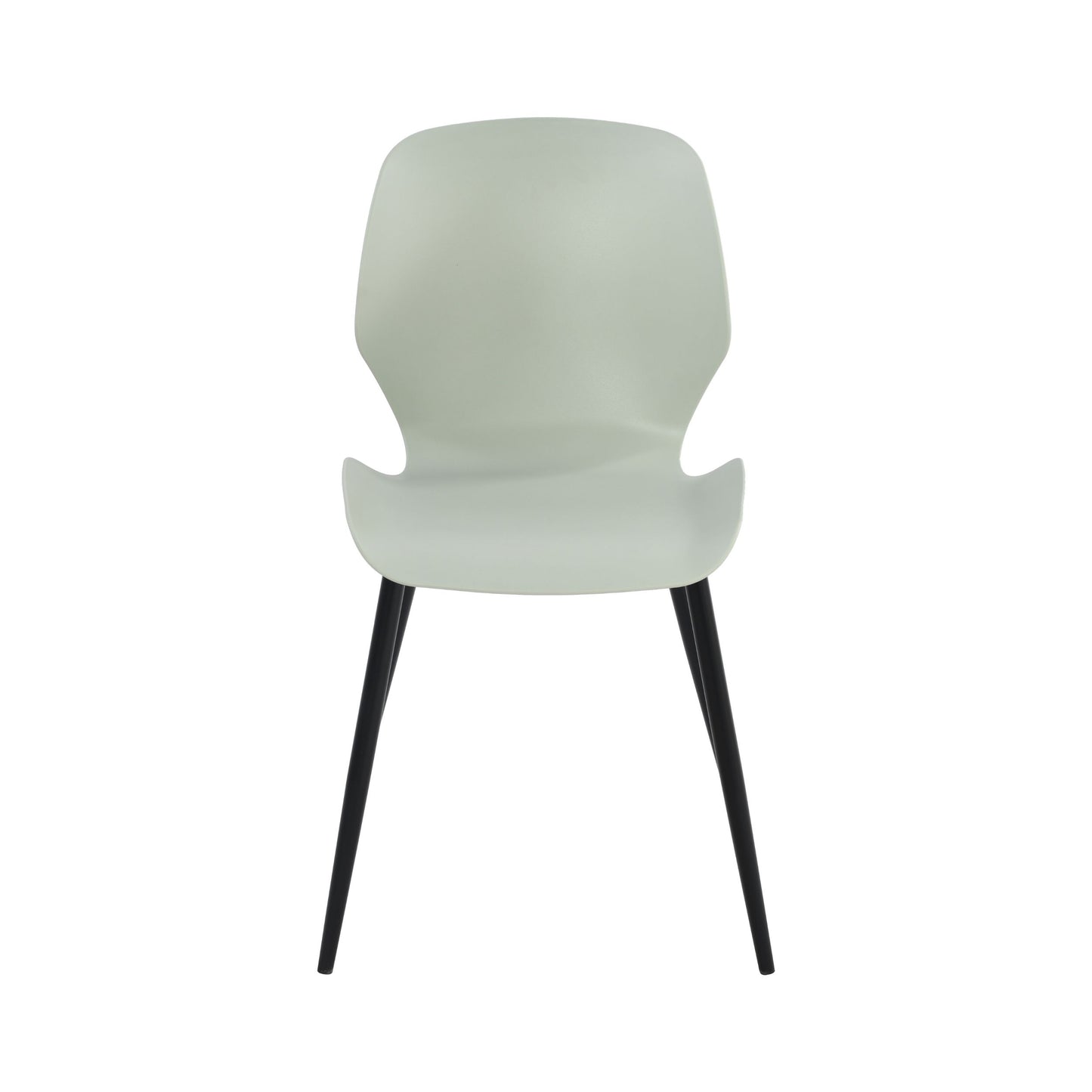Aspen Pair of Mid-Century Light Green Kitchen Chairs Plastic Dining Chairs Black Legs