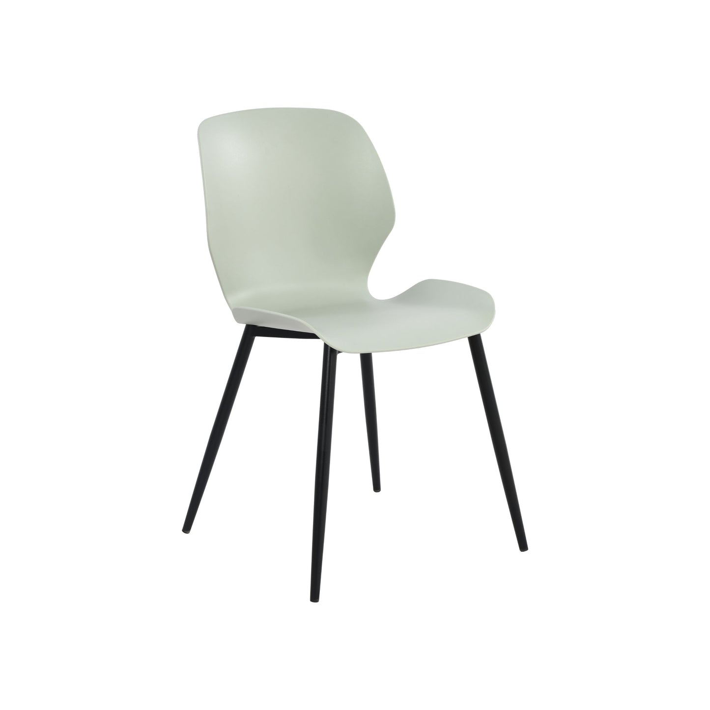 Aspen Pair of Mid-Century Light Green Kitchen Chairs Plastic Dining Chairs Black Legs