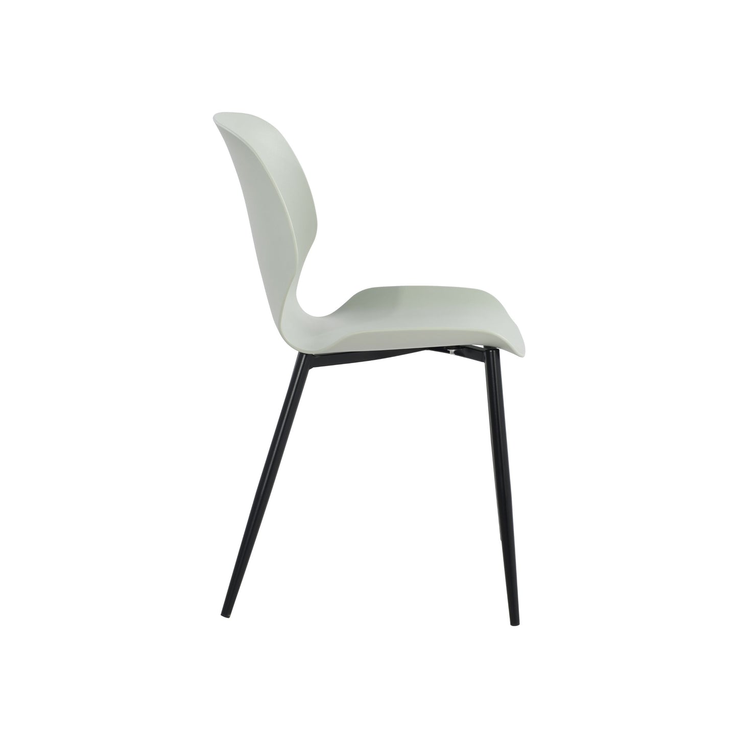 Aspen Pair of Mid-Century Light Green Kitchen Chairs Plastic Dining Chairs Black Legs