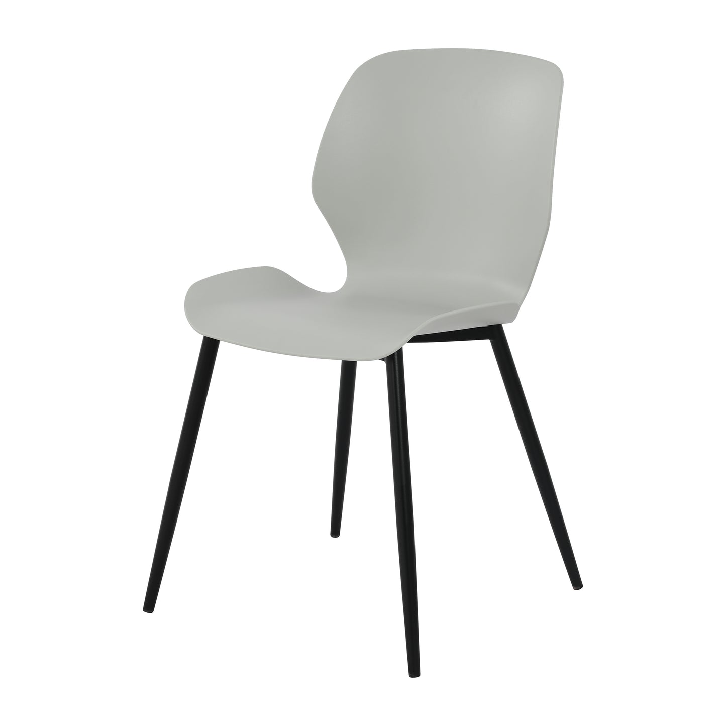 Aspen Pair of Mid-Century Light Grey Kitchen Chairs Plastic Dining Chairs Black Legs