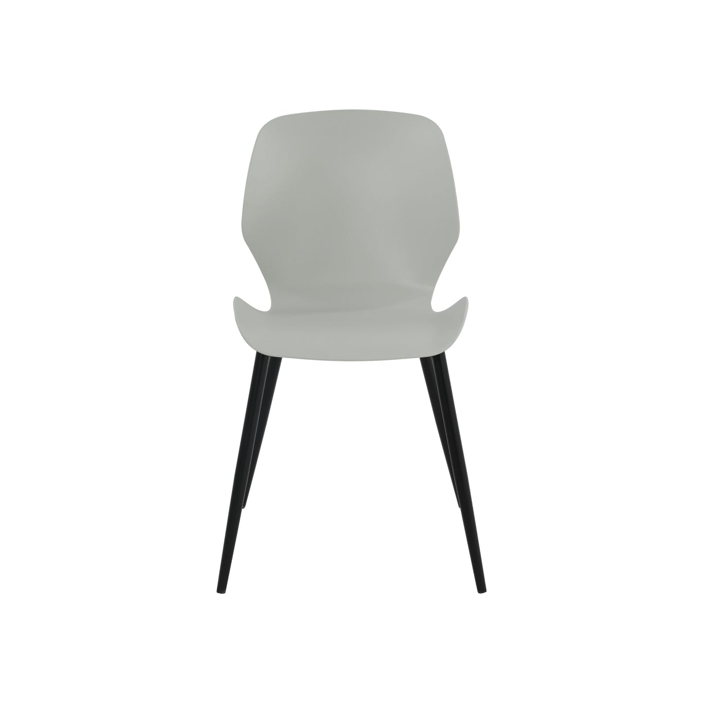 Aspen Pair of Mid-Century Light Grey Kitchen Chairs Plastic Dining Chairs Black Legs