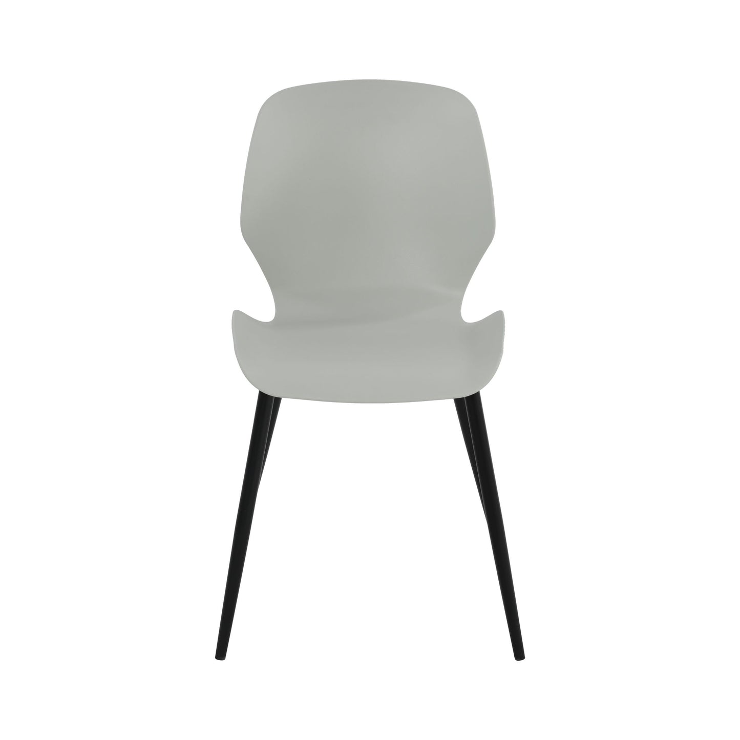 Aspen Pair of Mid-Century Light Grey Kitchen Chairs Plastic Dining Chairs Black Legs