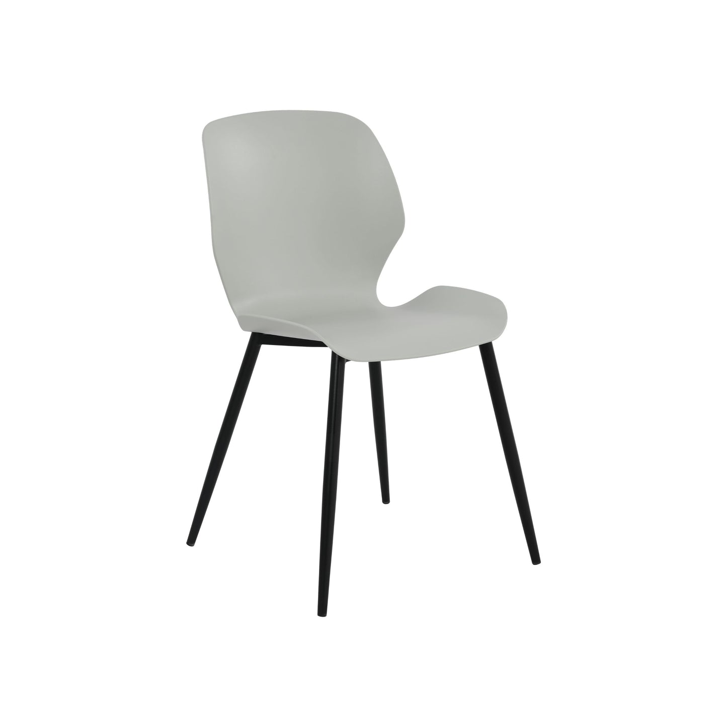 Aspen Pair of Mid-Century Light Grey Kitchen Chairs Plastic Dining Chairs Black Legs