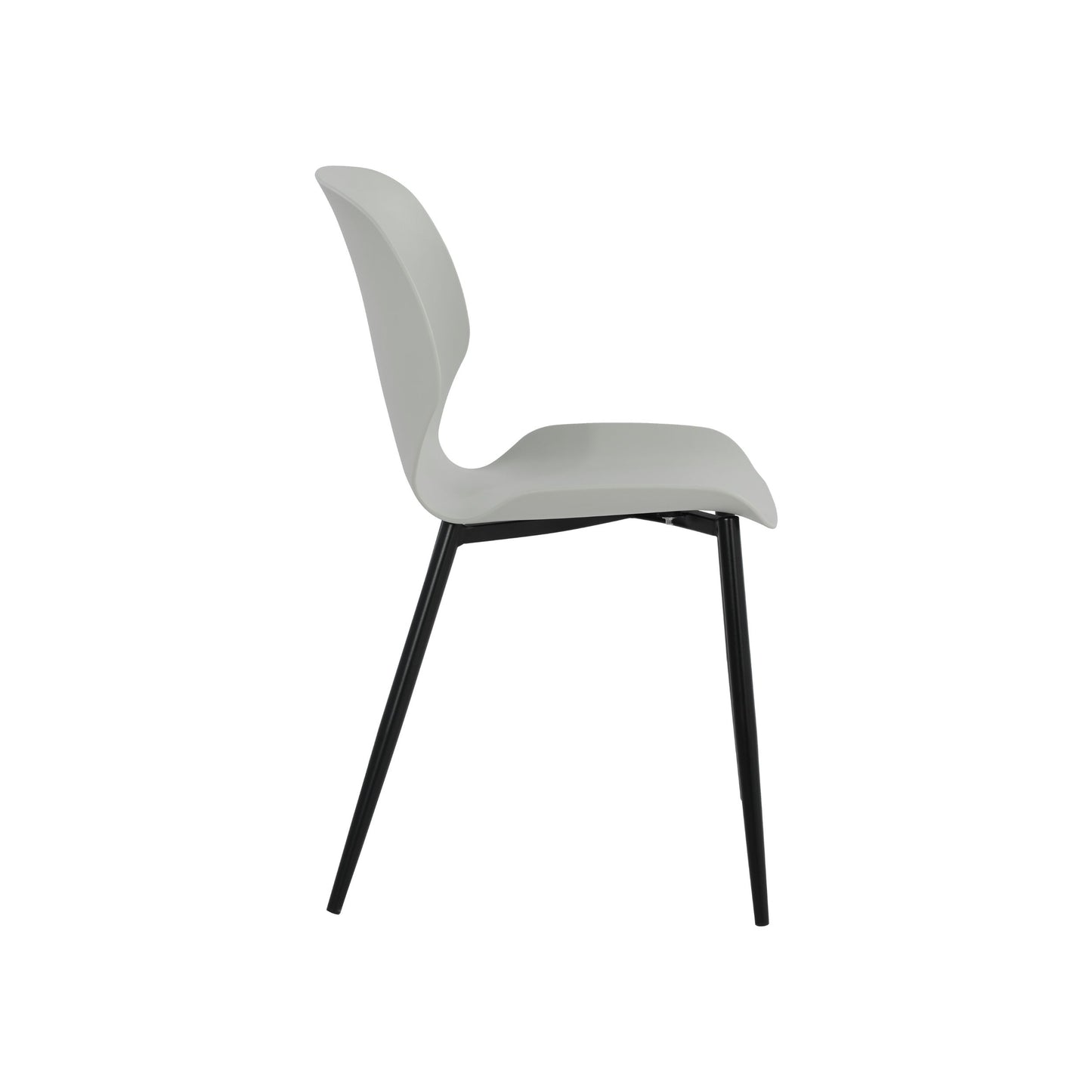 Aspen Pair of Mid-Century Light Grey Kitchen Chairs Plastic Dining Chairs Black Legs