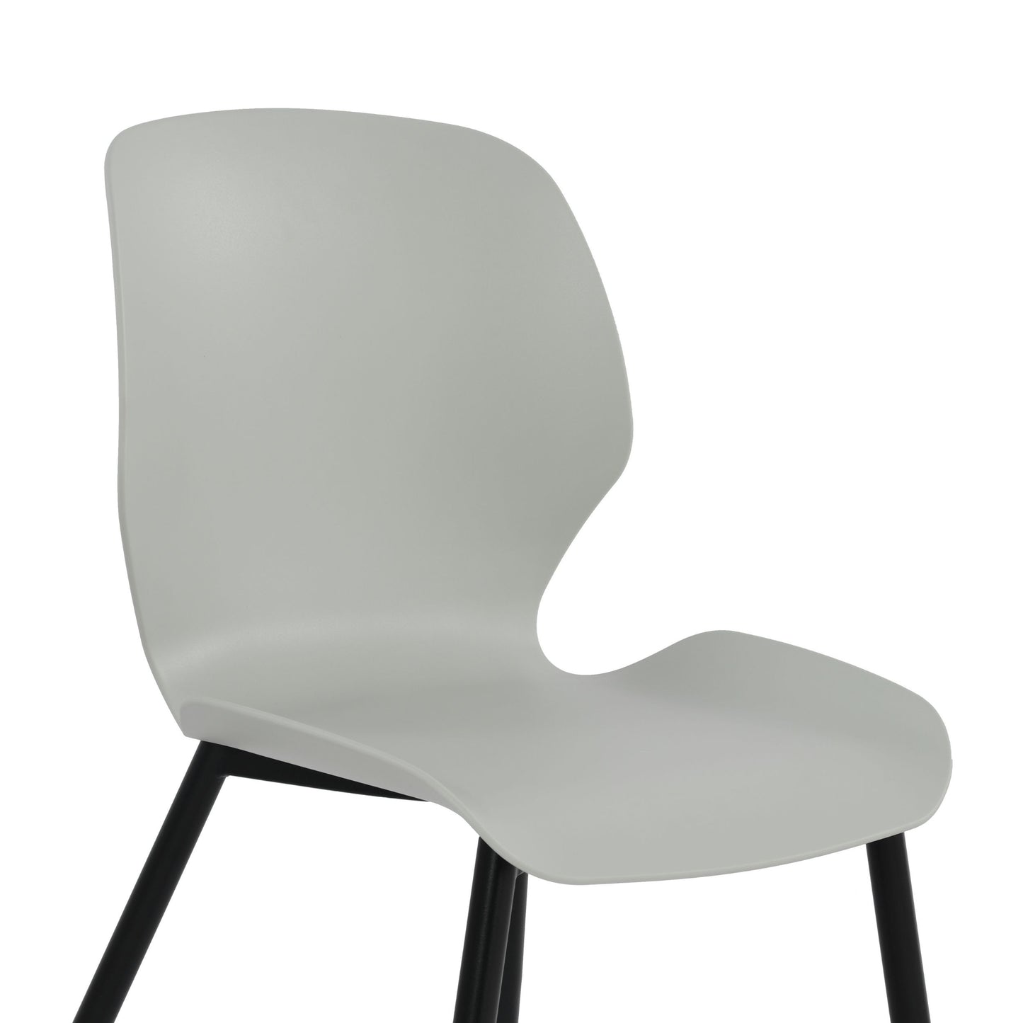 Aspen Pair of Mid-Century Light Grey Kitchen Chairs Plastic Dining Chairs Black Legs