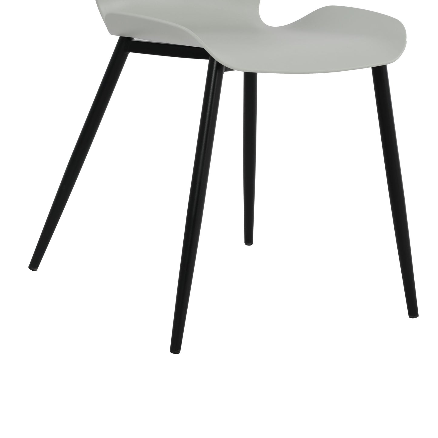 Aspen Pair of Mid-Century Light Grey Kitchen Chairs Plastic Dining Chairs Black Legs