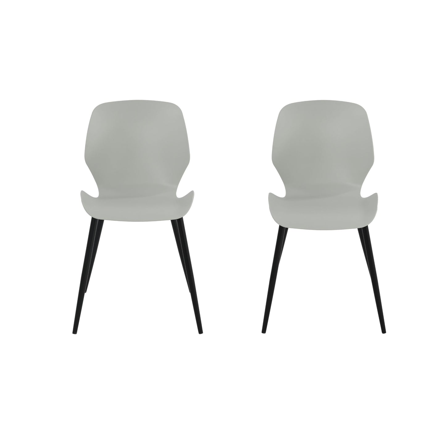 Aspen Pair of Mid-Century Light Grey Kitchen Chairs Plastic Dining Chairs Black Legs