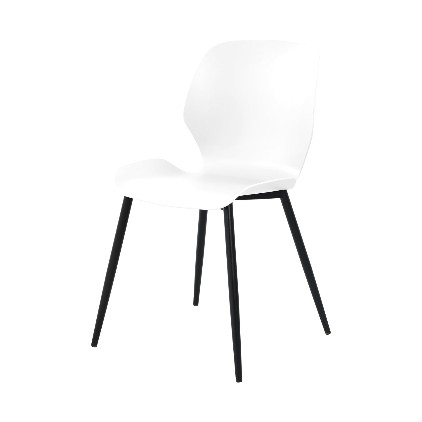 Aspen Pair of Mid-Century White Kitchen Chairs Plastic Dining Chairs Black Legs
