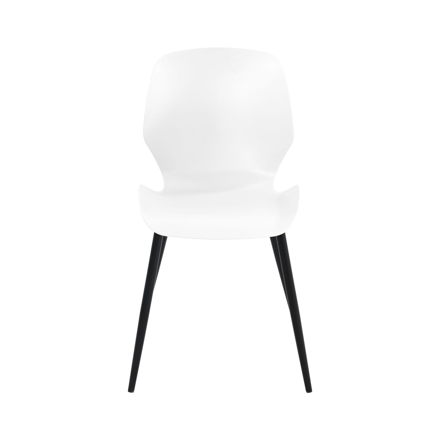 Aspen Pair of Mid-Century White Kitchen Chairs Plastic Dining Chairs Black Legs