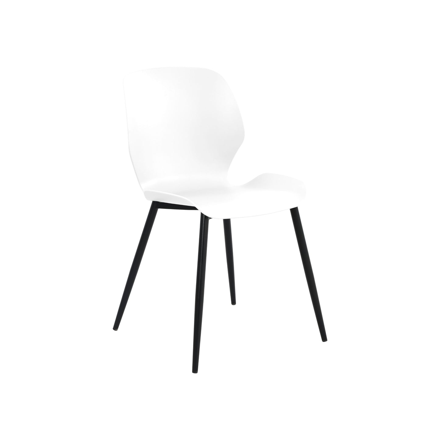 Aspen Pair of Mid-Century White Kitchen Chairs Plastic Dining Chairs Black Legs