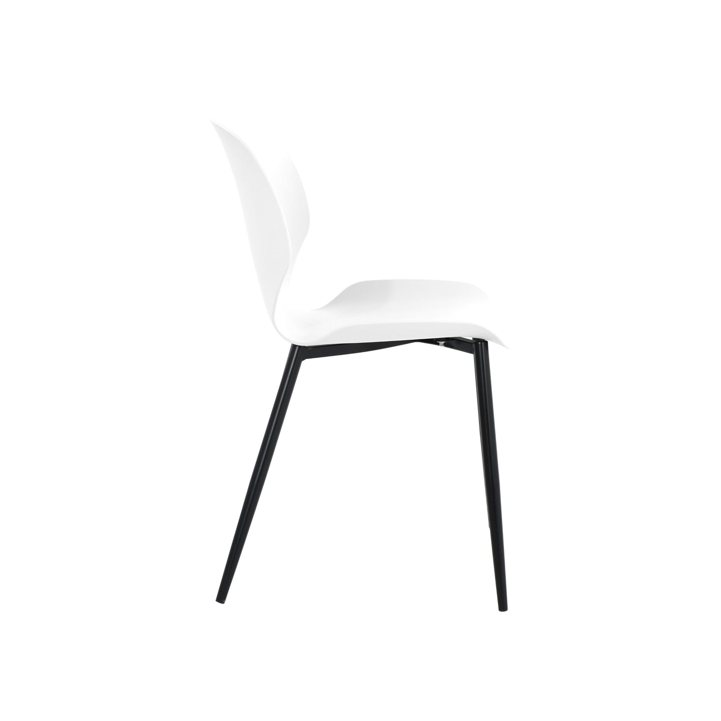 Aspen Pair of Mid-Century White Kitchen Chairs Plastic Dining Chairs Black Legs