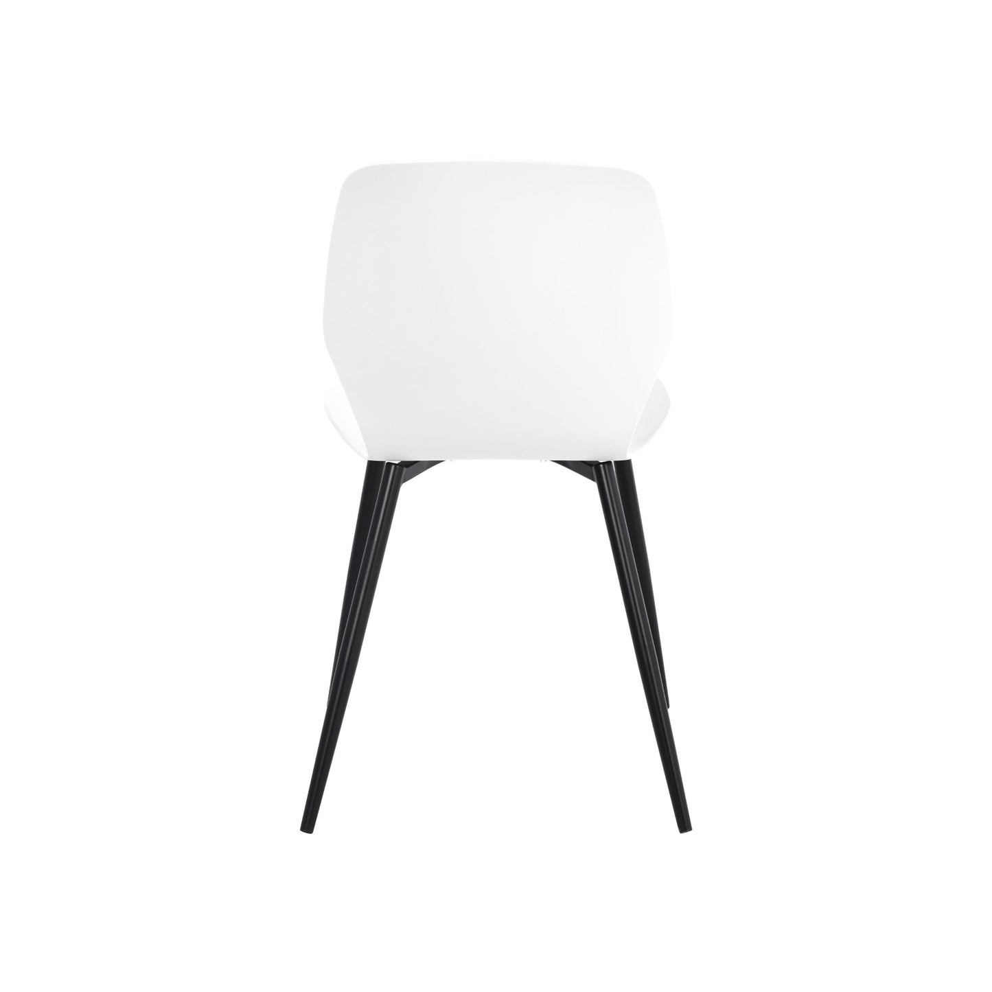 Aspen Pair of Mid-Century White Kitchen Chairs Plastic Dining Chairs Black Legs