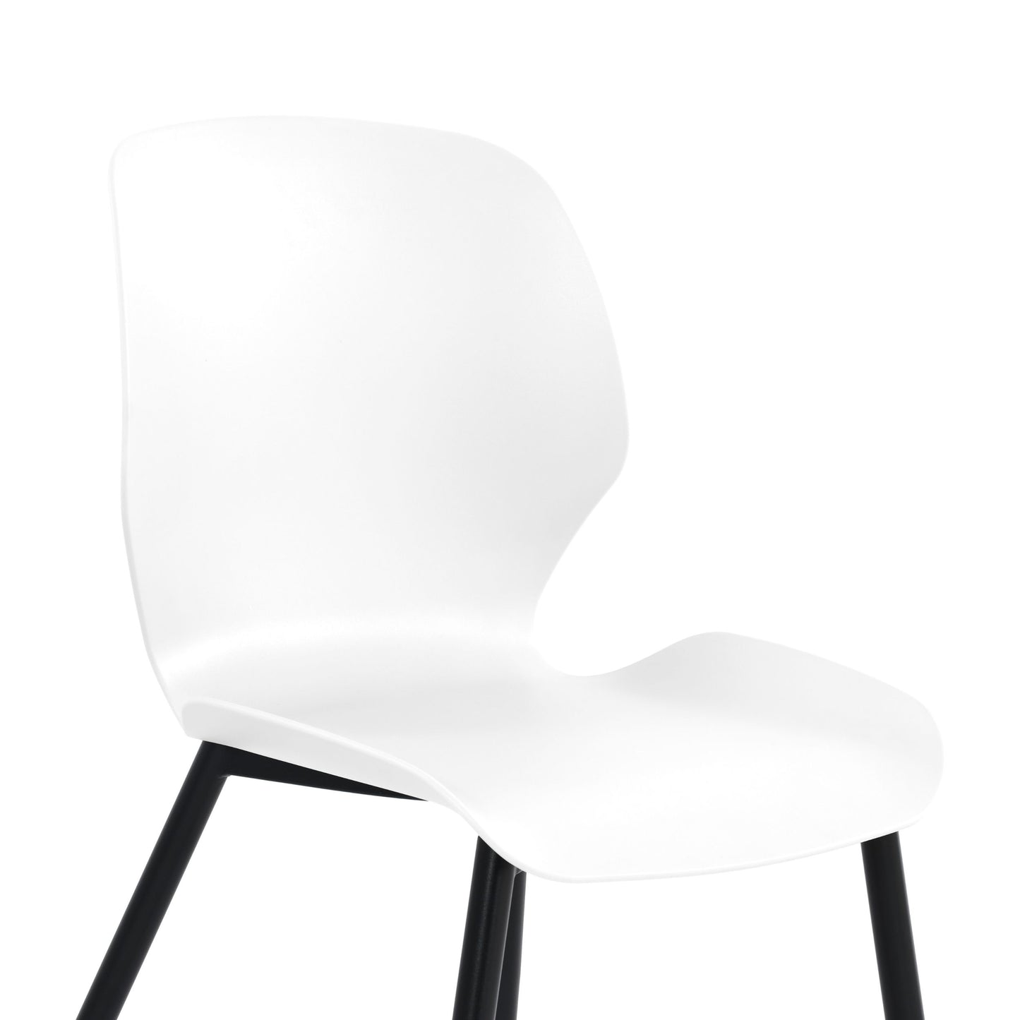 Aspen Pair of Mid-Century White Kitchen Chairs Plastic Dining Chairs Black Legs