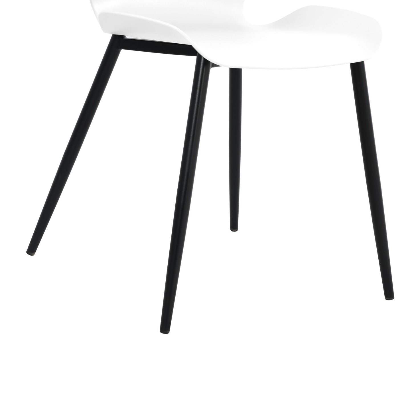 Aspen Pair of Mid-Century White Kitchen Chairs Plastic Dining Chairs Black Legs