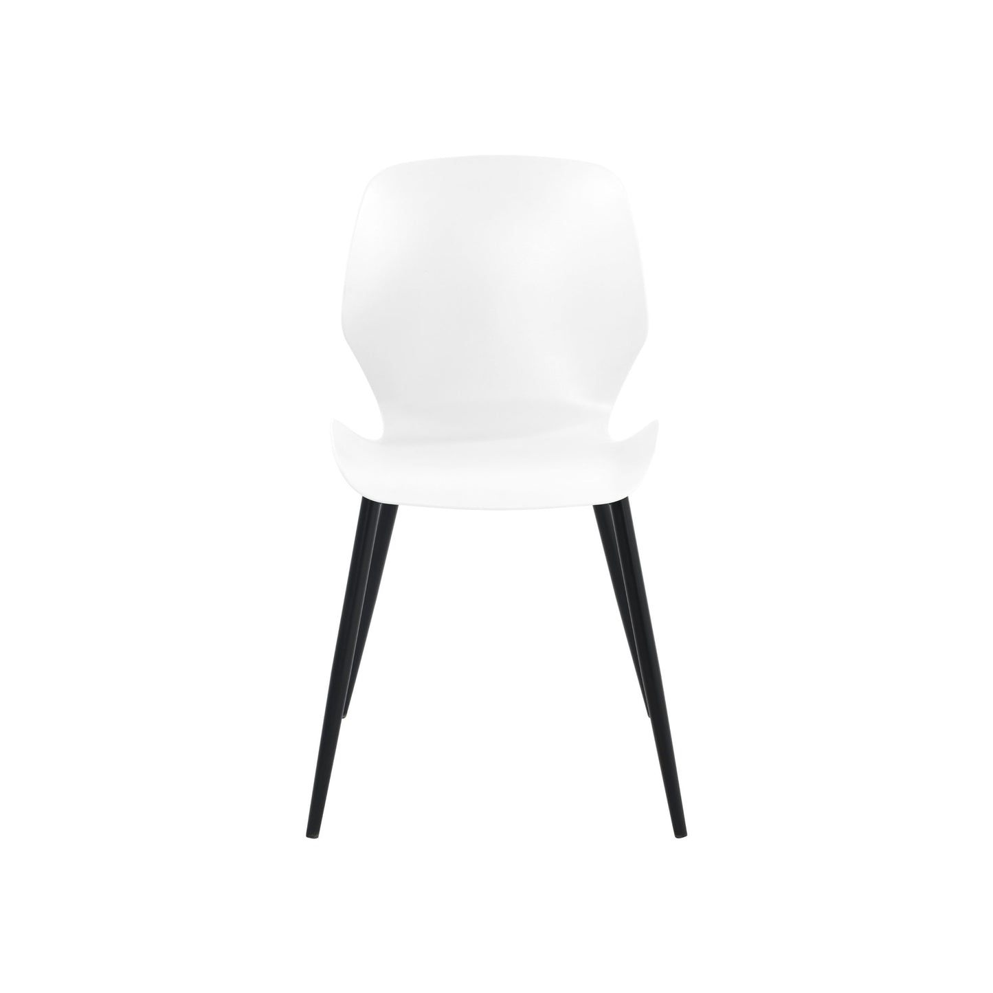 Aspen Pair of Mid-Century White Kitchen Chairs Plastic Dining Chairs Black Legs