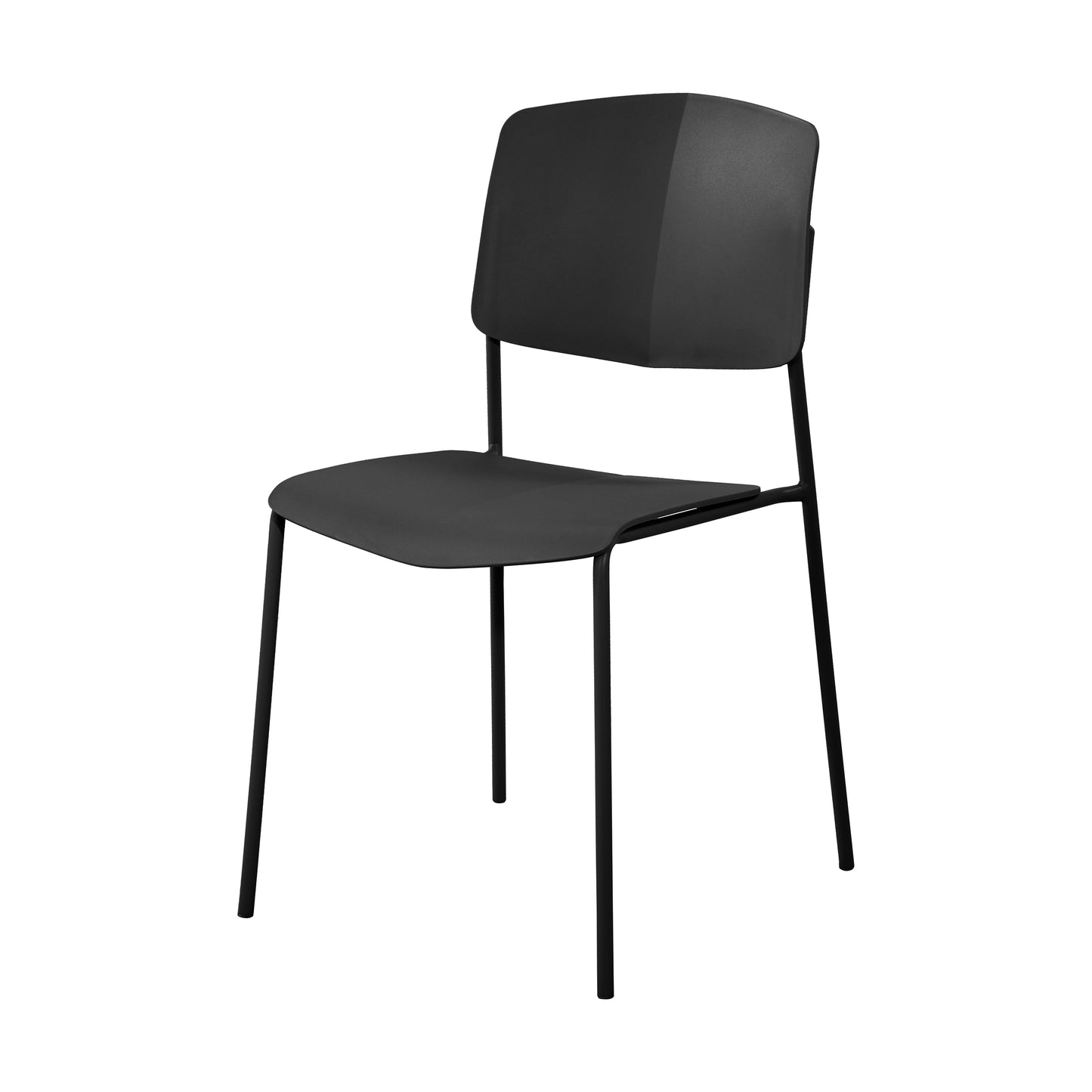 Aspen Pair of Stackable Black Kitchen Chairs Retro Plastic Dining Chairs Steel Legs