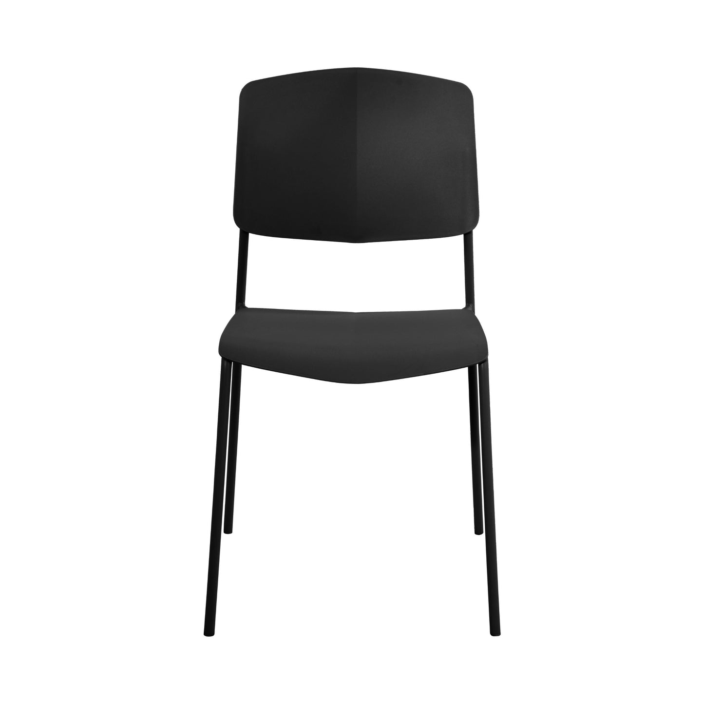 Aspen Pair of Stackable Black Kitchen Chairs Retro Plastic Dining Chairs Steel Legs
