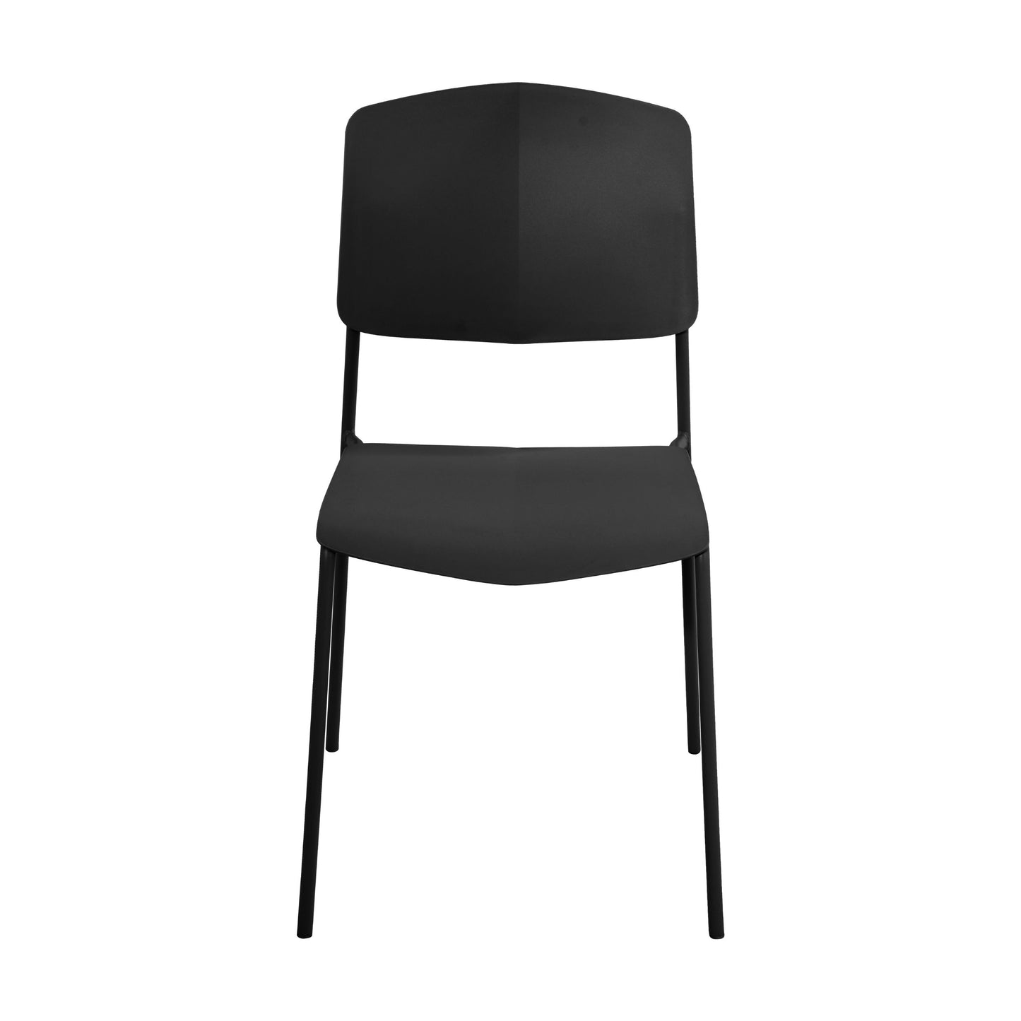 Aspen Pair of Stackable Black Kitchen Chairs Retro Plastic Dining Chairs Steel Legs