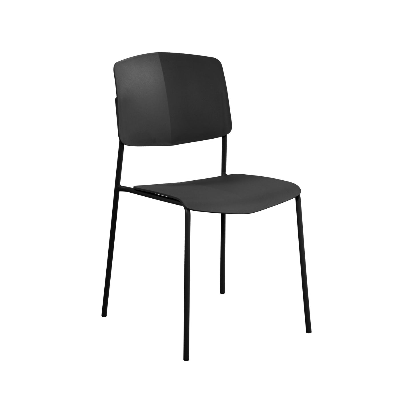 Aspen Pair of Stackable Black Kitchen Chairs Retro Plastic Dining Chairs Steel Legs
