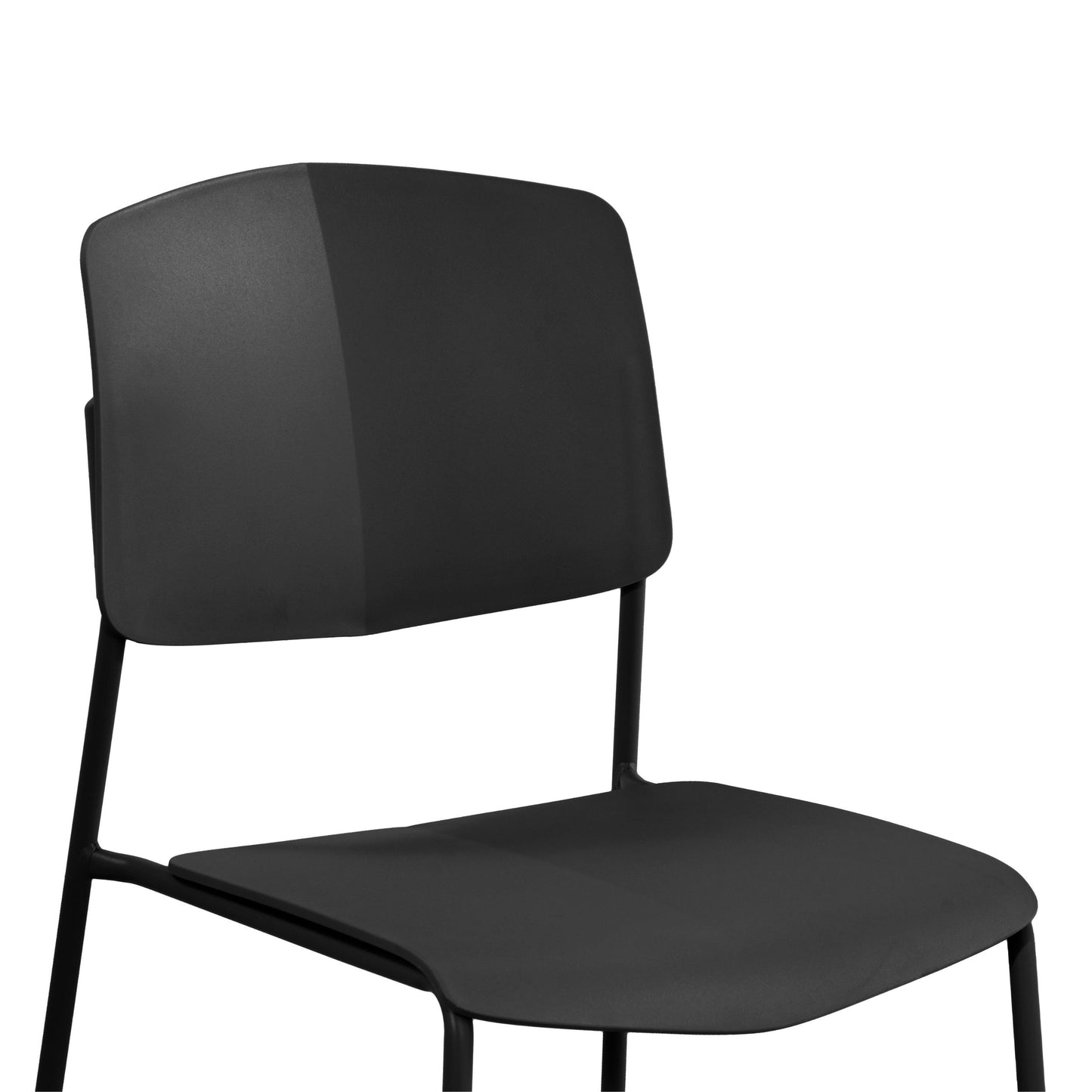 Aspen Pair of Stackable Black Kitchen Chairs Retro Plastic Dining Chairs Steel Legs