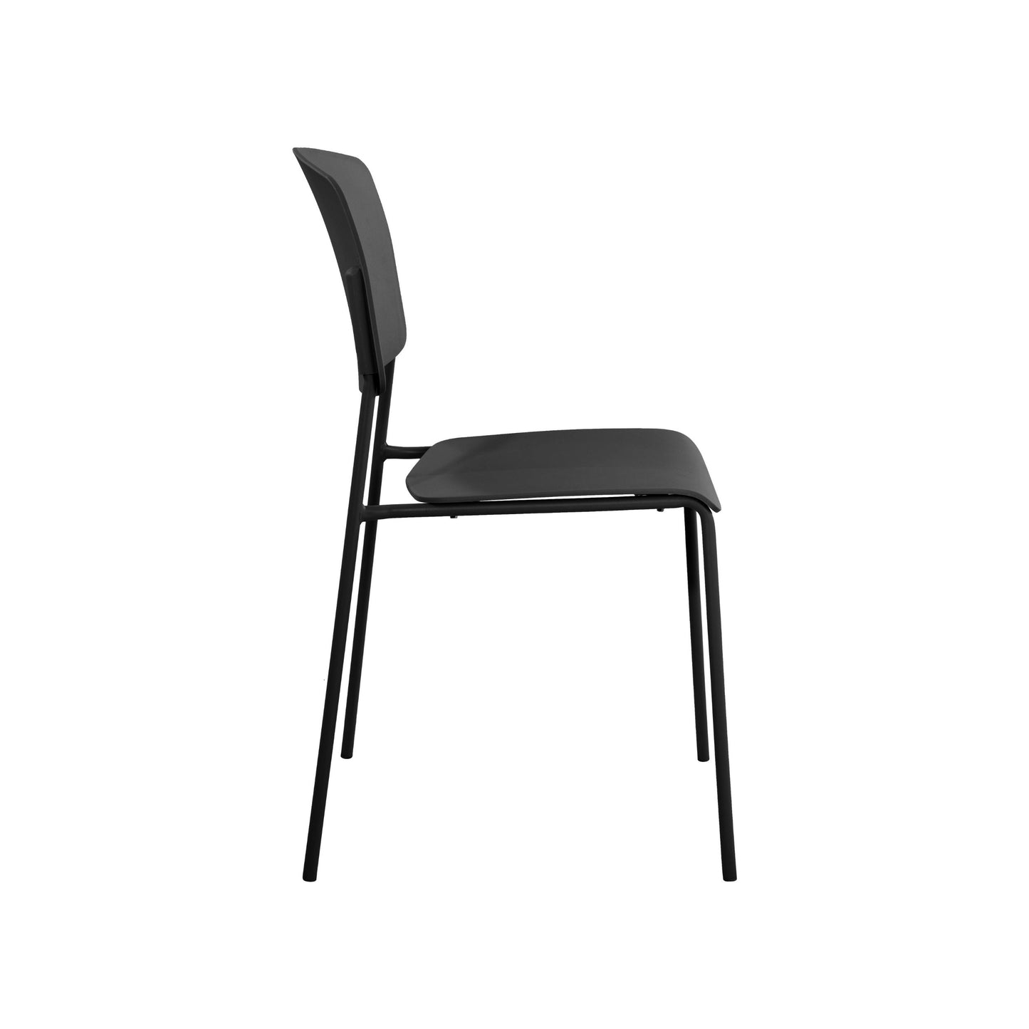 Aspen Pair of Stackable Black Kitchen Chairs Retro Plastic Dining Chairs Steel Legs