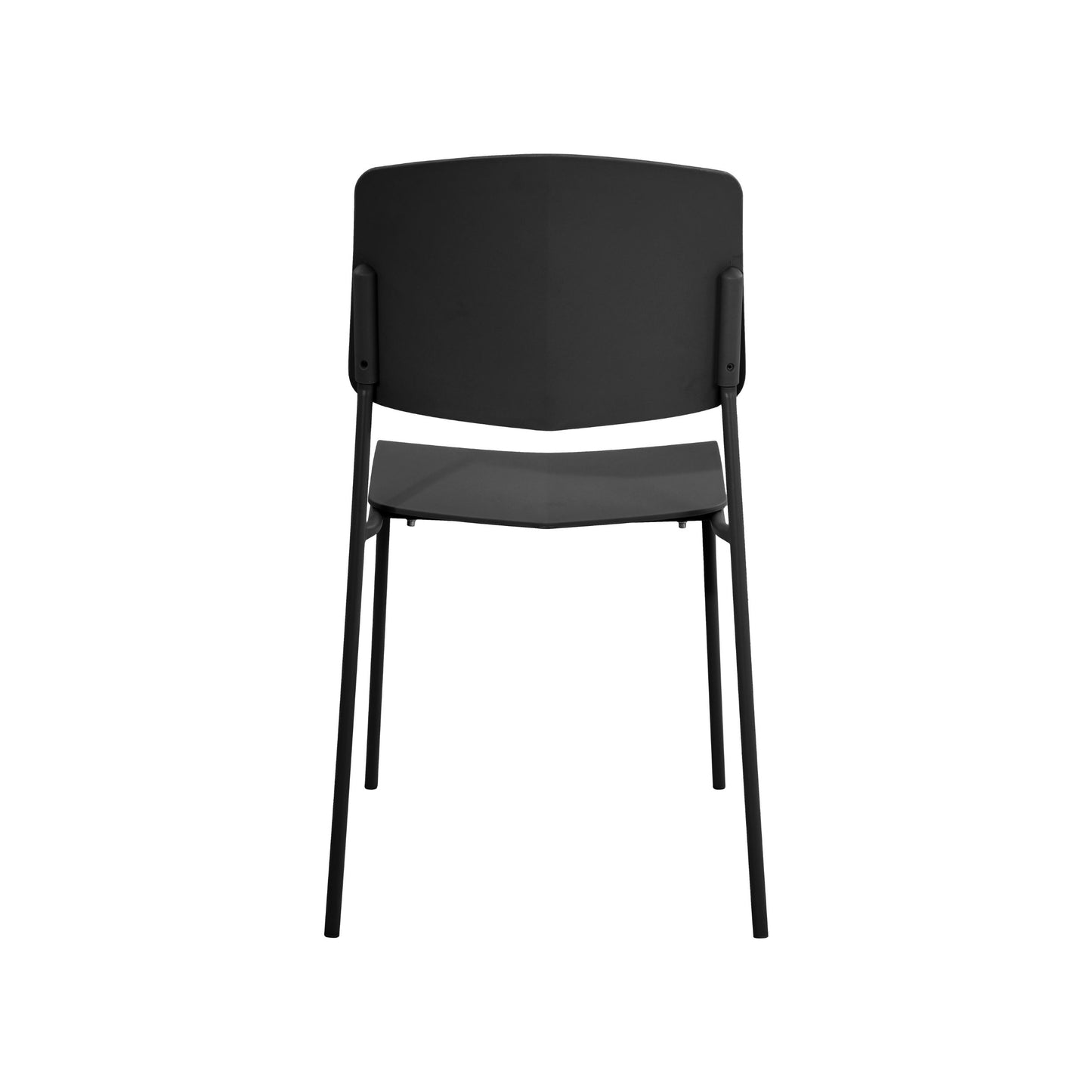 Aspen Pair of Stackable Black Kitchen Chairs Retro Plastic Dining Chairs Steel Legs