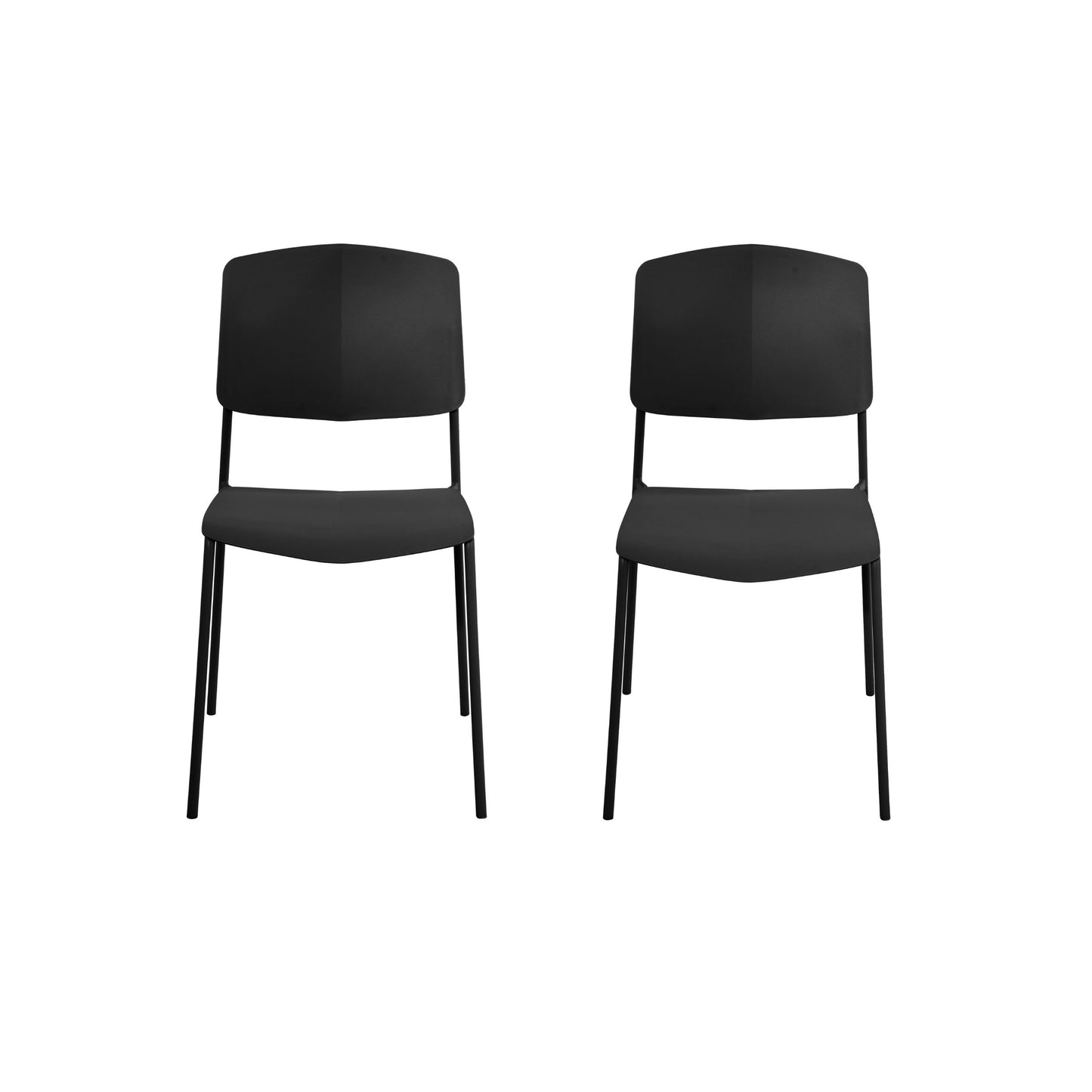 Aspen Pair of Stackable Black Kitchen Chairs Retro Plastic Dining Chairs Steel Legs
