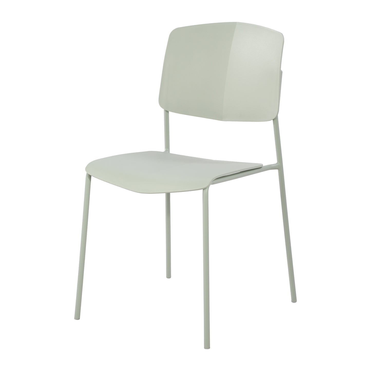 Aspen Pair of Stackable Light Green Kitchen Chairs Retro Plastic Dining Chairs Steel Legs