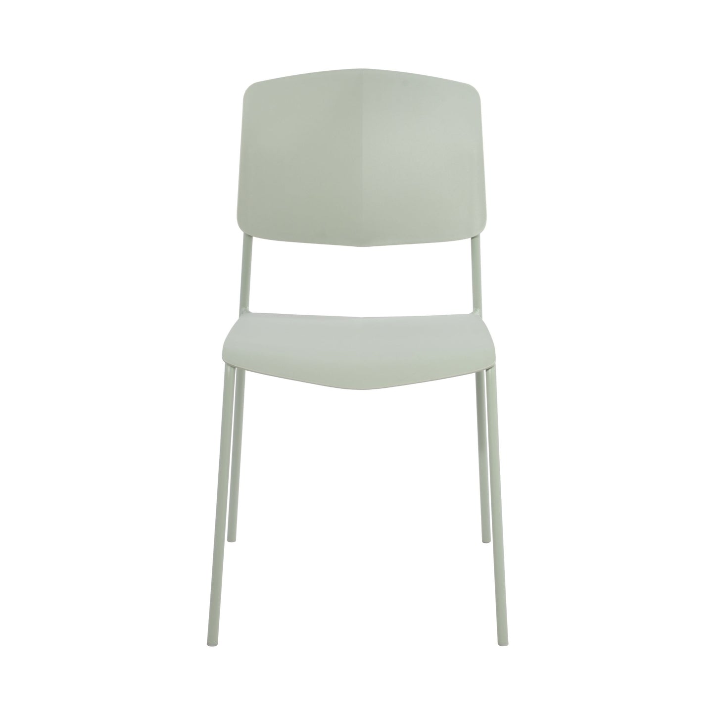 Aspen Pair of Stackable Light Green Kitchen Chairs Retro Plastic Dining Chairs Steel Legs