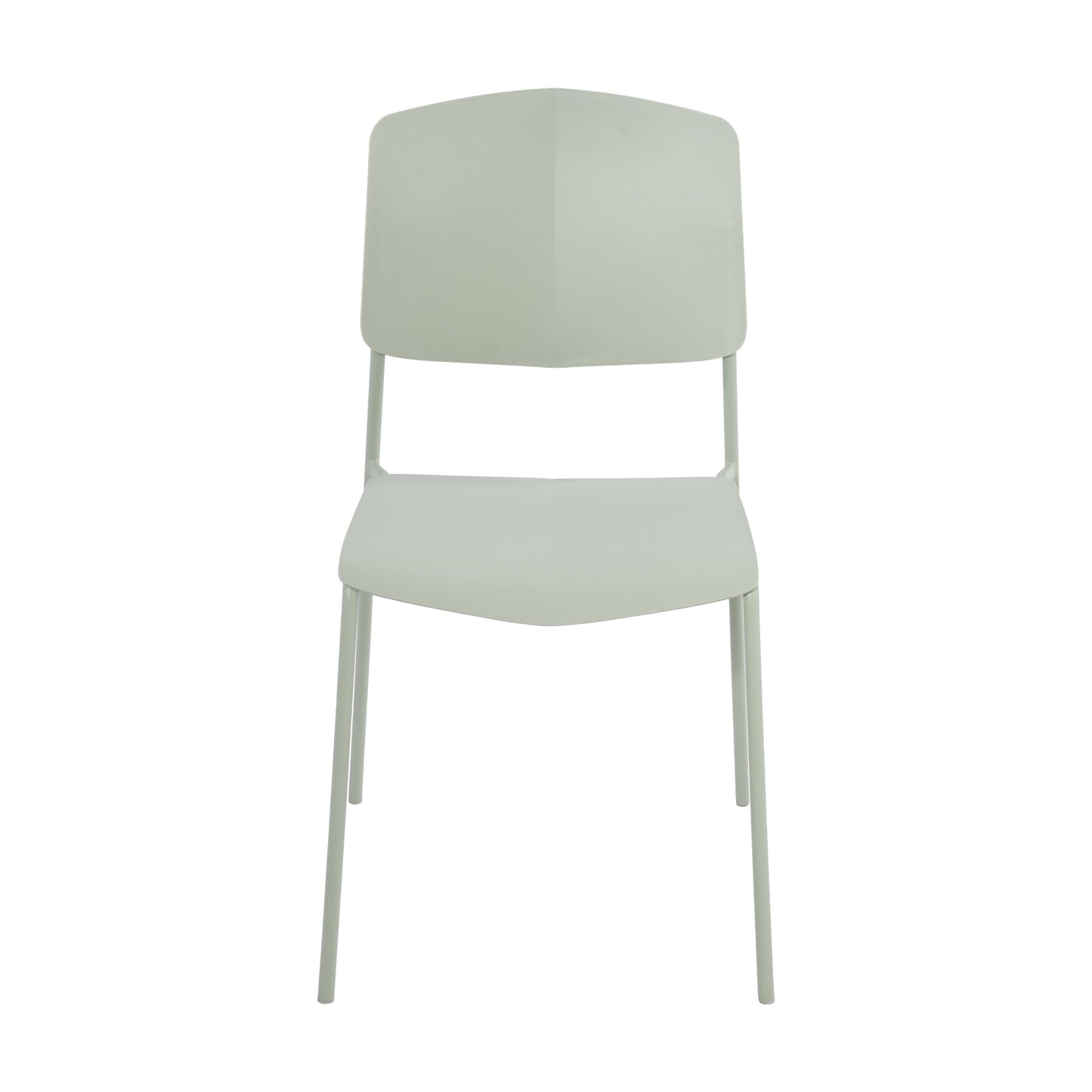 Aspen Pair of Stackable Light Green Kitchen Chairs Retro Plastic Dining Chairs Steel Legs