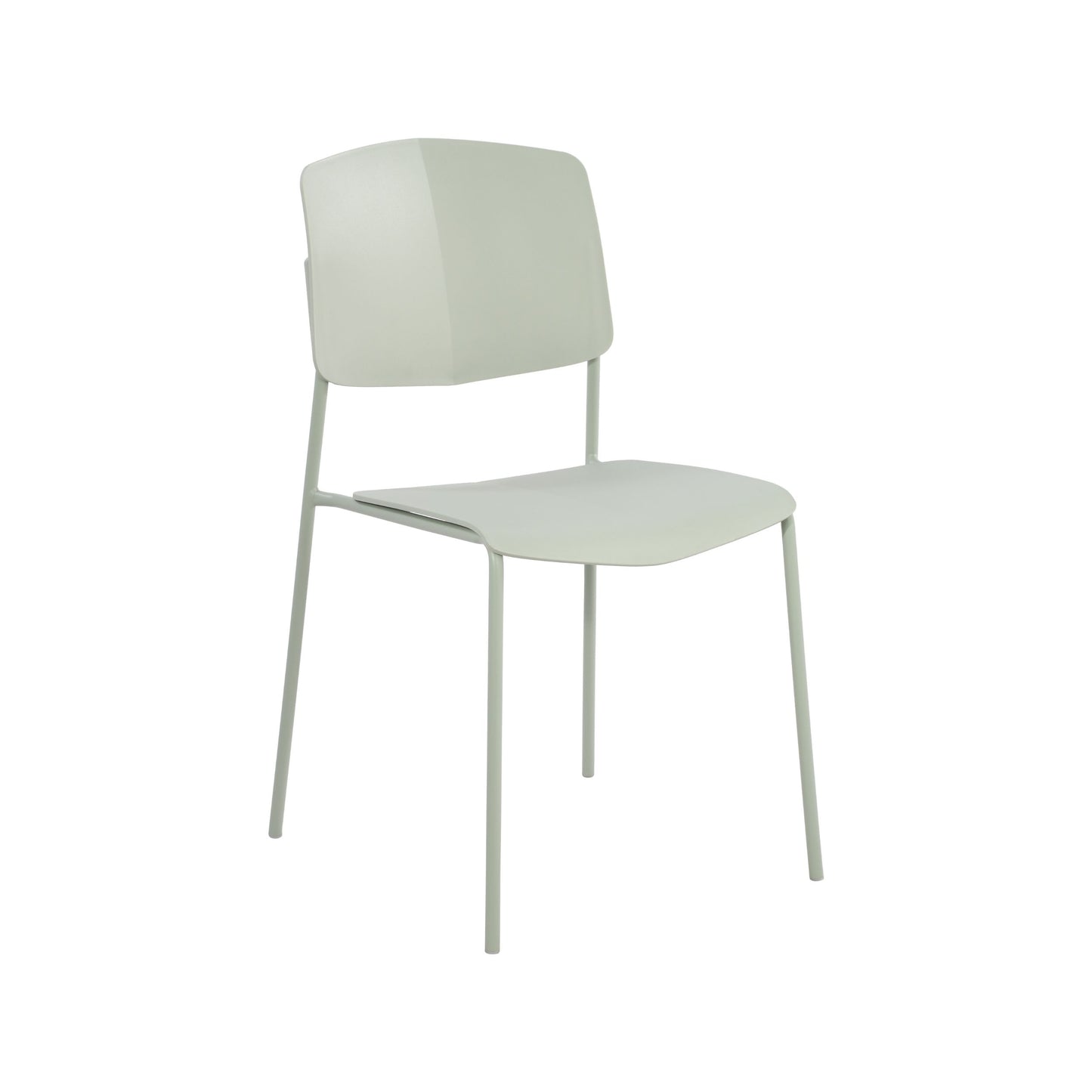 Aspen Pair of Stackable Light Green Kitchen Chairs Retro Plastic Dining Chairs Steel Legs