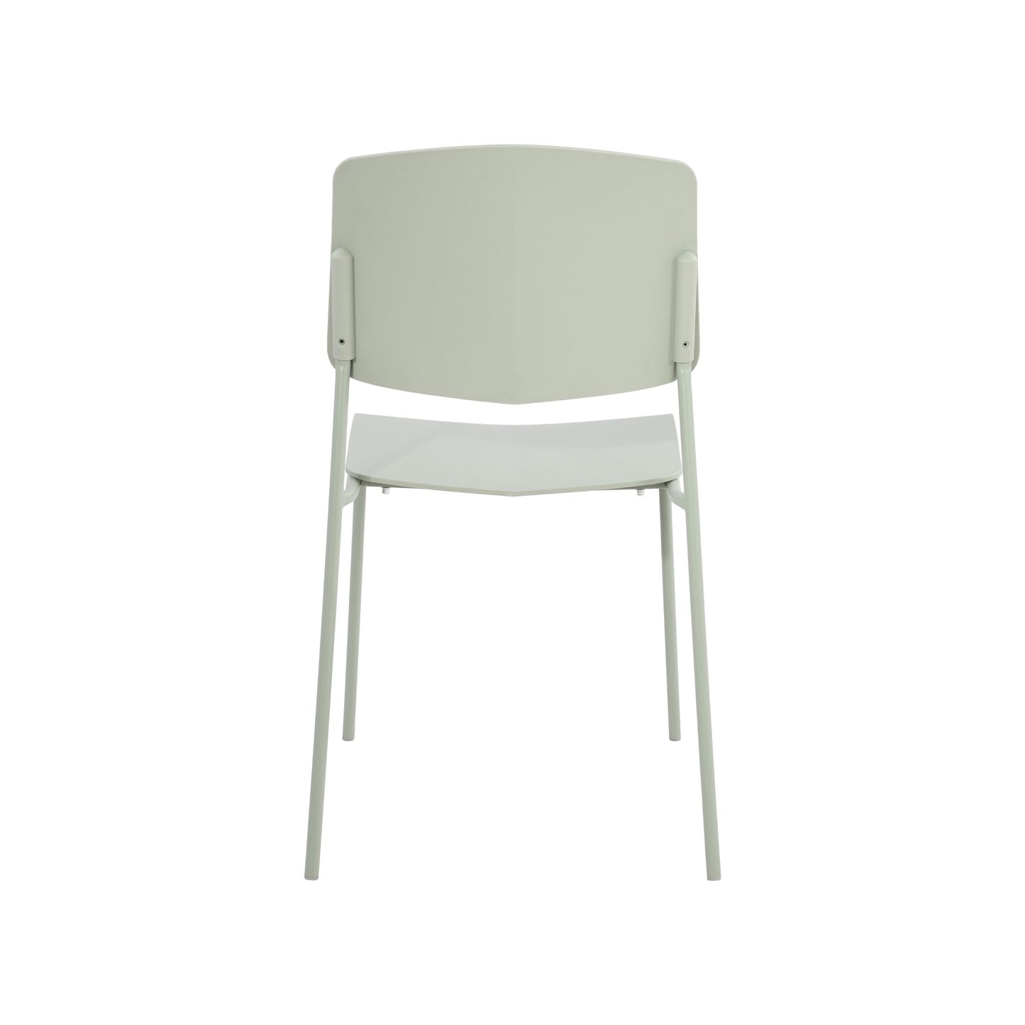 Aspen Pair of Stackable Light Green Kitchen Chairs Retro Plastic Dining Chairs Steel Legs