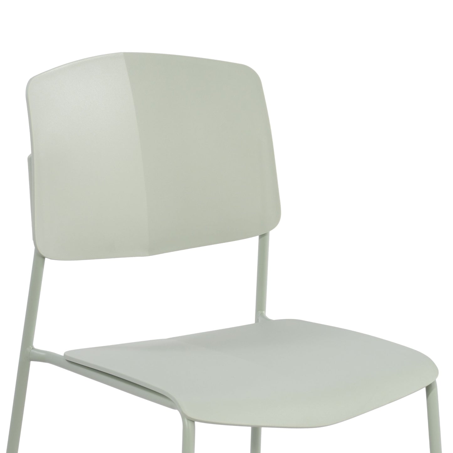 Aspen Pair of Stackable Light Green Kitchen Chairs Retro Plastic Dining Chairs Steel Legs