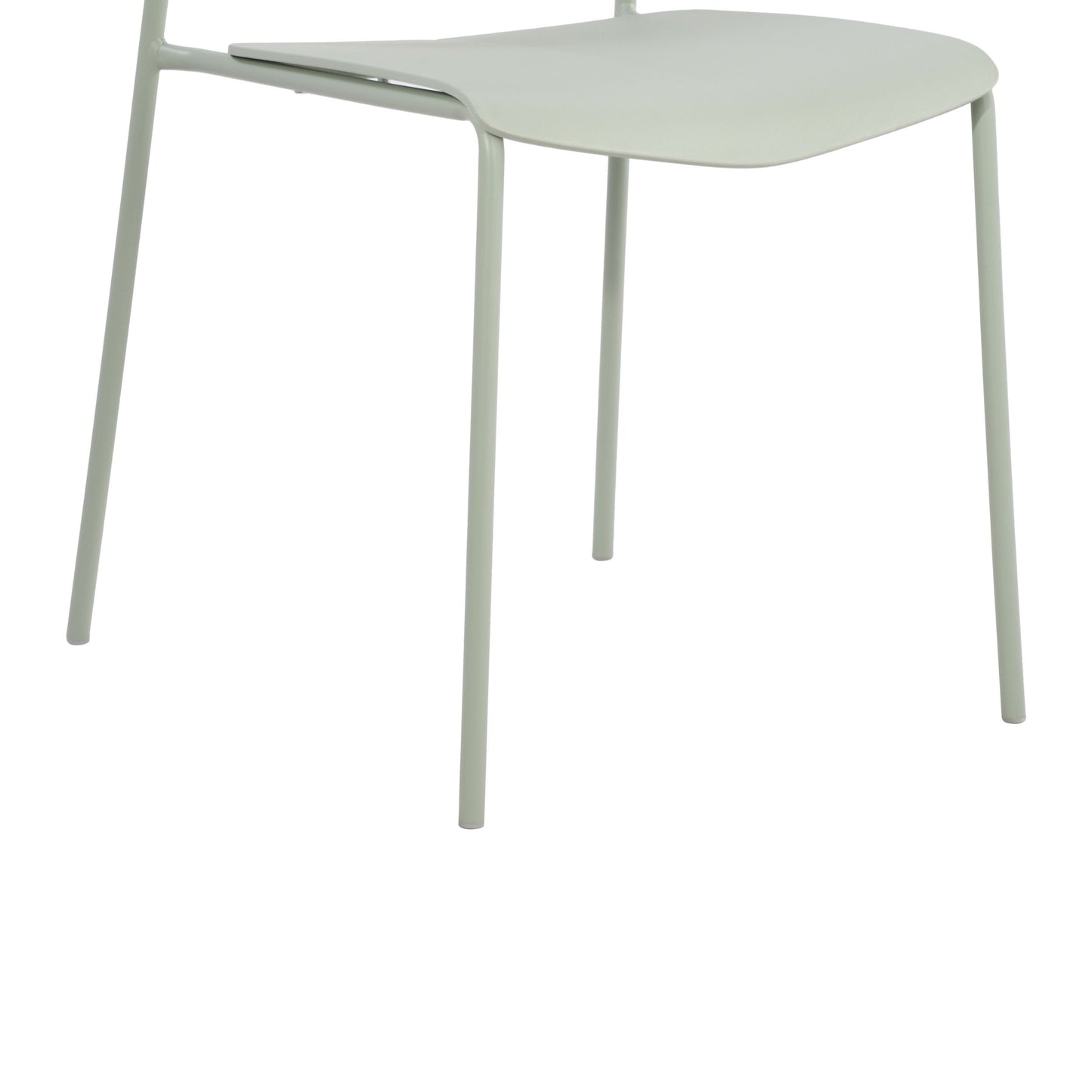Aspen Pair of Stackable Light Green Kitchen Chairs Retro Plastic Dining Chairs Steel Legs