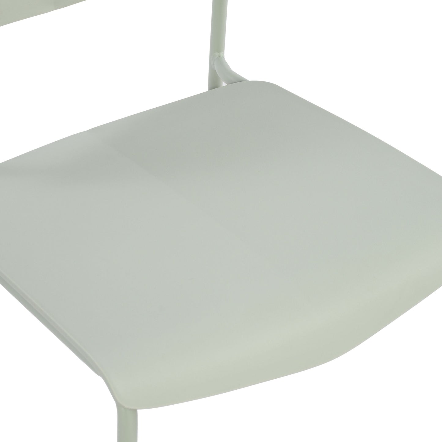 Aspen Pair of Stackable Light Green Kitchen Chairs Retro Plastic Dining Chairs Steel Legs