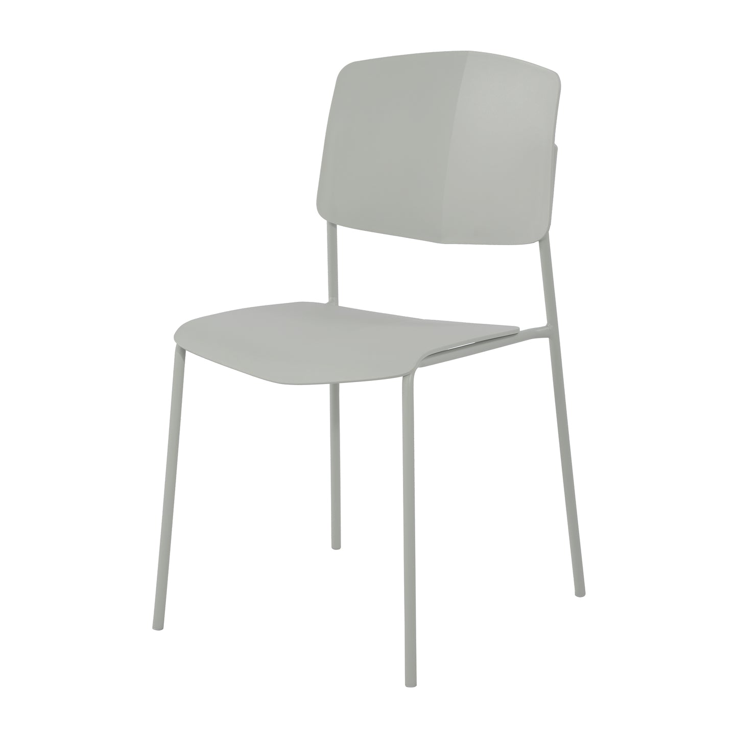 Aspen Pair of Stackable Light Grey Kitchen Chairs Retro Plastic Dining Chairs Steel Legs