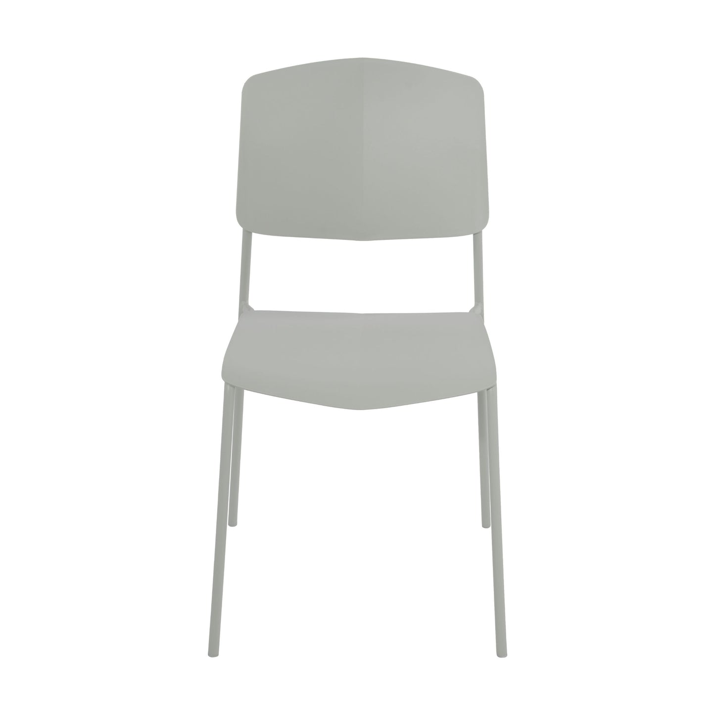 Aspen Pair of Stackable Light Grey Kitchen Chairs Retro Plastic Dining Chairs Steel Legs