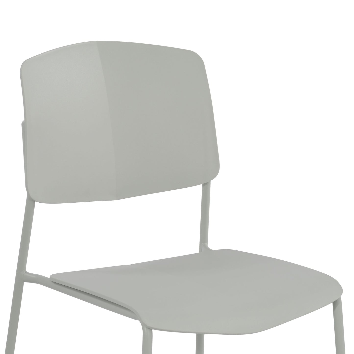 Aspen Pair of Stackable Light Grey Kitchen Chairs Retro Plastic Dining Chairs Steel Legs