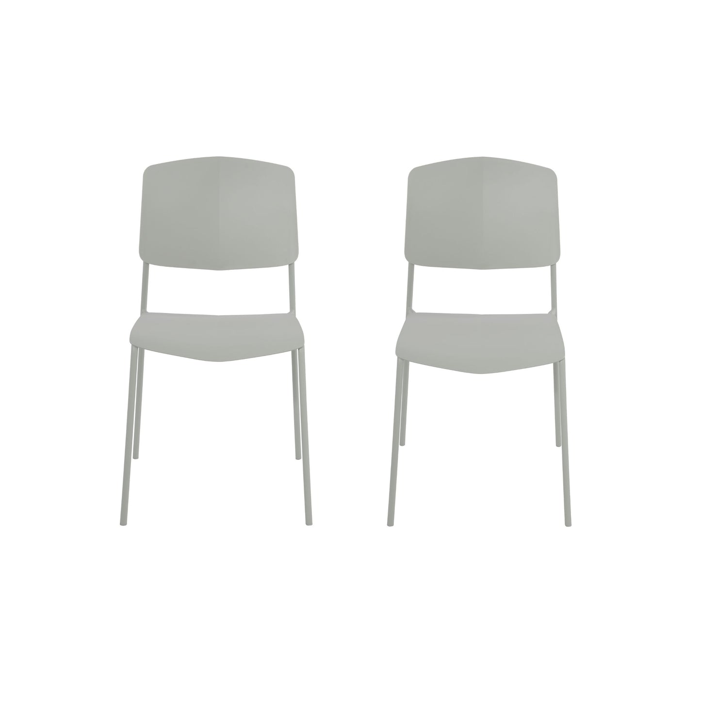 Aspen Pair of Stackable Light Grey Kitchen Chairs Retro Plastic Dining Chairs Steel Legs