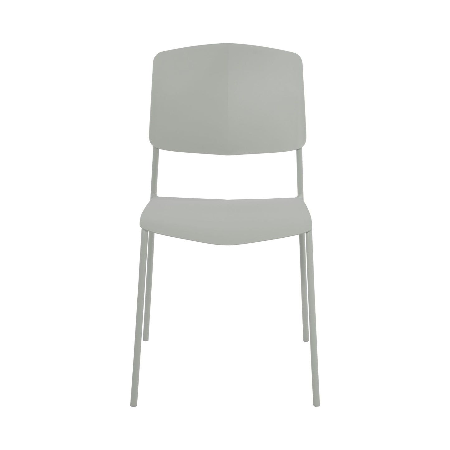Aspen Pair of Stackable Light Grey Kitchen Chairs Retro Plastic Dining Chairs Steel Legs