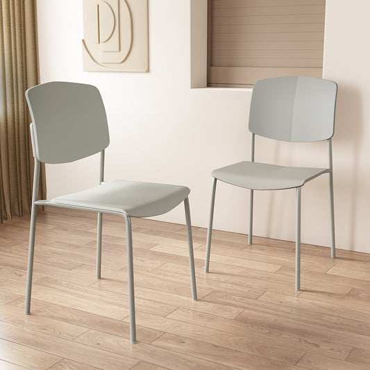 Aspen Pair of Stackable Light Grey Kitchen Chairs Retro Plastic Dining Chairs Steel Legs